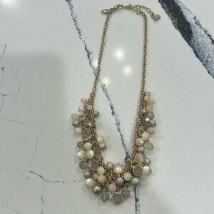 NWOB Ann Taylor 16 inch necklace Gold Gray Silver Pink and Cream